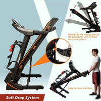 Tapis de course électrique multifonctionnel Ksports pour la maison, entraînement cardio et force avec tapis pour abdominaux, sangle pour sit-ups et inclinaison réglable