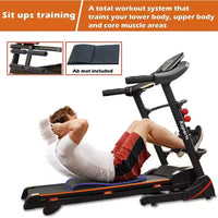 Tapis de course électrique multifonctionnel Ksports pour la maison, entraînement cardio et force avec tapis pour abdominaux, sangle pour sit-ups et inclinaison réglable
