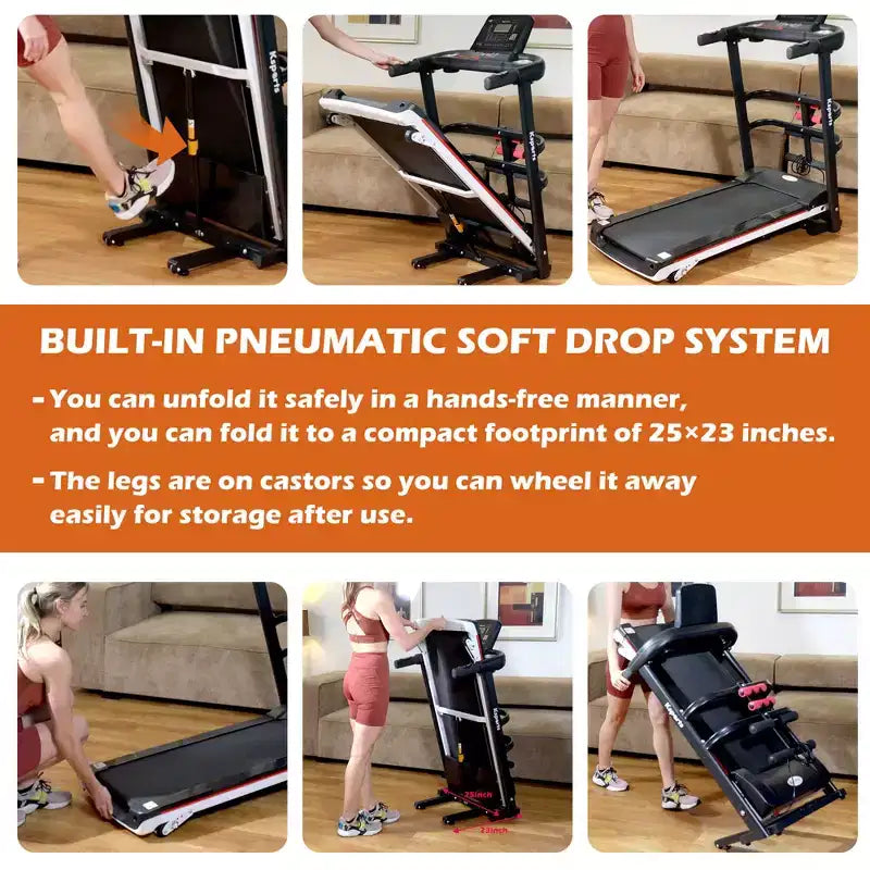 Tapis de course électrique multifonctionnel Ksports pour la maison, entraînement cardio et force avec tapis pour abdominaux, sangle pour sit-ups et inclinaison réglable