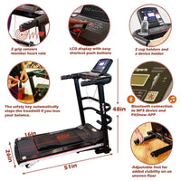 Tapis de course électrique multifonctionnel Ksports pour la maison, entraînement cardio et force avec tapis pour abdominaux, sangle pour sit-ups et inclinaison réglable