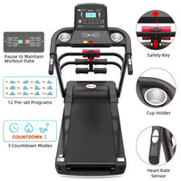 Tapis de course électrique multifonctionnel Ksports pour la maison, entraînement cardio et force avec tapis pour abdominaux, sangle pour sit-ups et inclinaison réglable