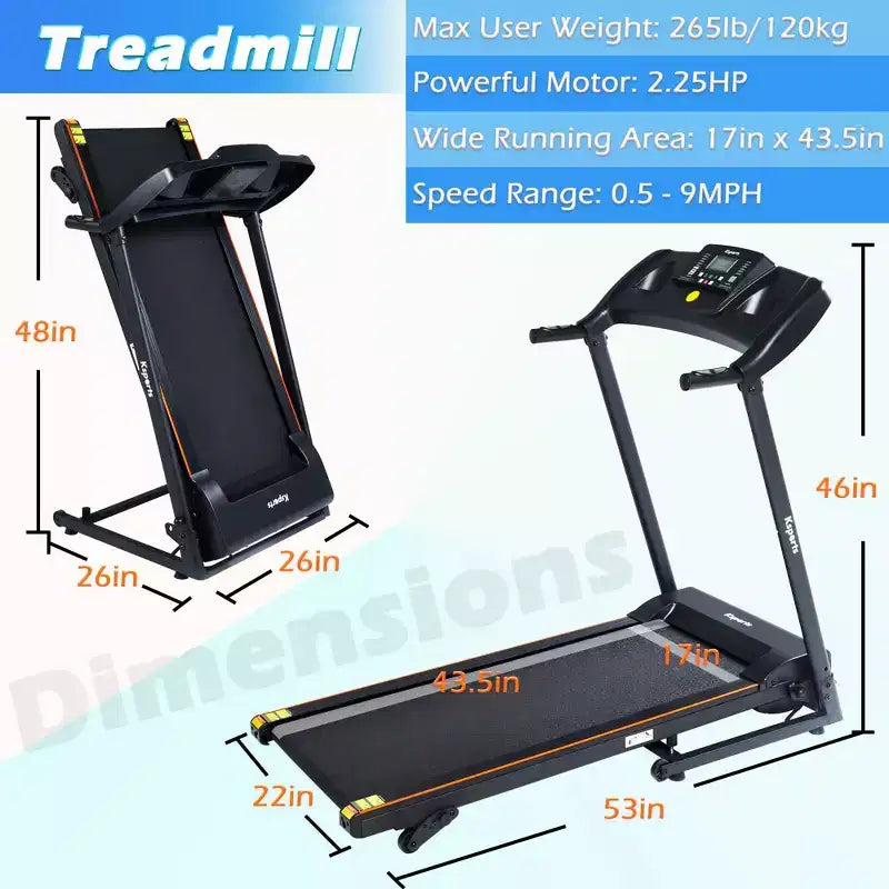 Tapis de course électrique multifonctionnel Ksports pour la maison, entraînement cardio et force avec tapis pour abdominaux, sangle pour sit-ups et inclinaison réglable
