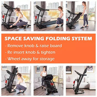 Tapis de course électrique multifonctionnel Ksports pour la maison, entraînement cardio et force avec tapis pour abdominaux, sangle pour sit-ups et inclinaison réglable