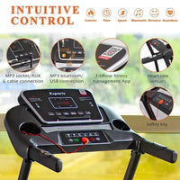 Tapis de course électrique multifonctionnel Ksports pour la maison, entraînement cardio et force avec tapis pour abdominaux, sangle pour sit-ups et inclinaison réglable