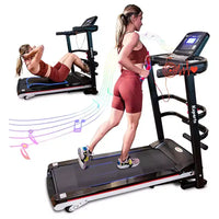Tapis de course électrique multifonctionnel Ksports pour la maison, entraînement cardio et force avec tapis pour abdominaux, sangle pour sit-ups et inclinaison réglable
