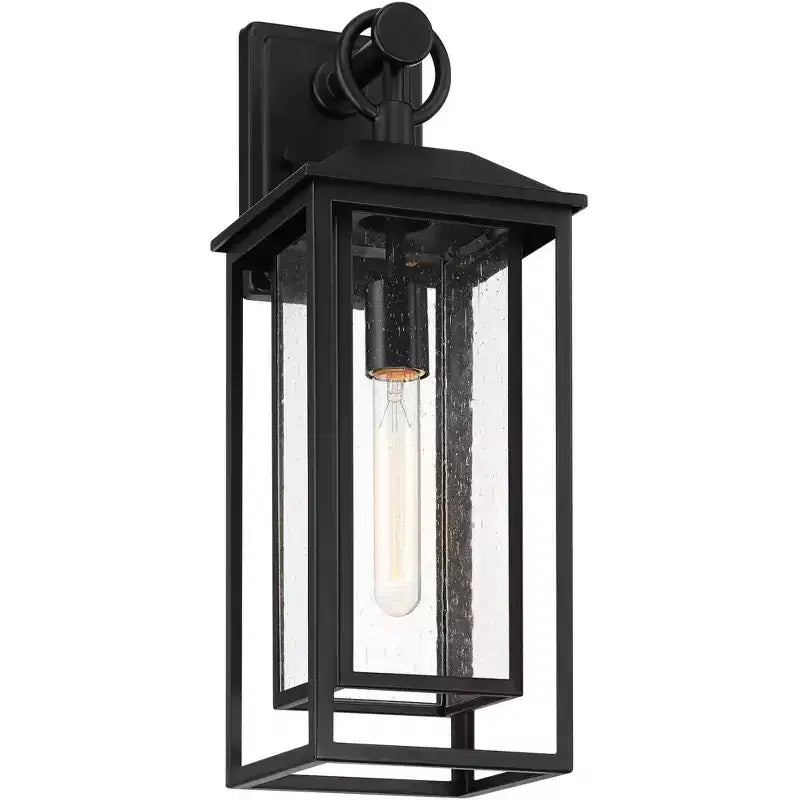 John Timberland Califa 20 Applique Murale d'Extérieur Traditionnelle Haute pour Porche, Maison, Extérieur, Étanche, Noire avec Abat-Jour en Verre Transparent