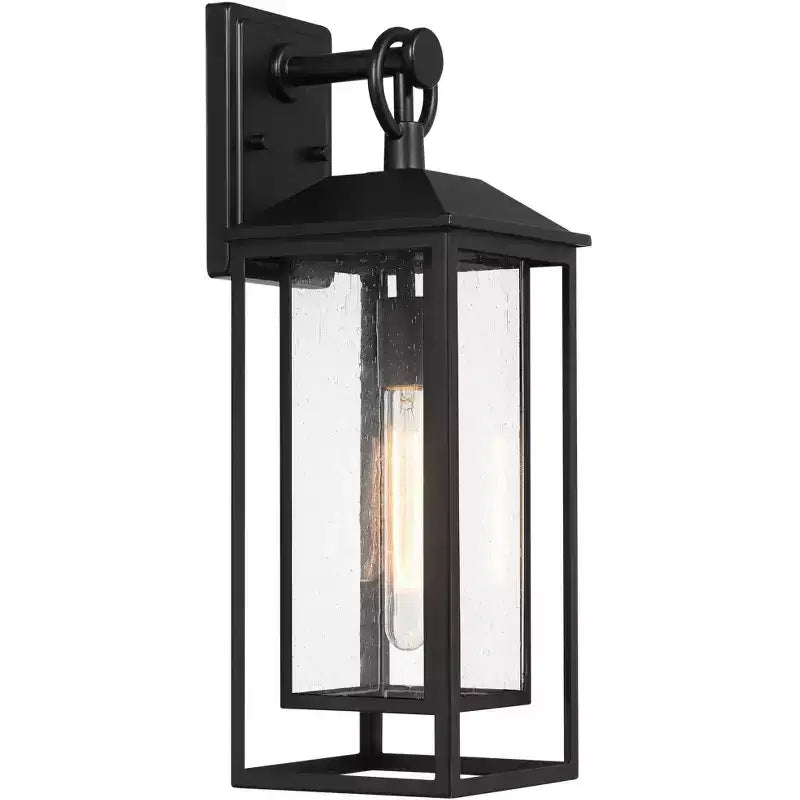 John Timberland Califa 20 Applique Murale d'Extérieur Traditionnelle Haute pour Porche, Maison, Extérieur, Étanche, Noire avec Abat-Jour en Verre Transparent