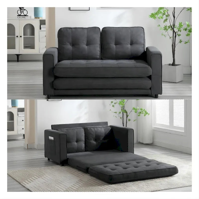 Canapé-lit convertible 3 plis en velours moelleux – 31,10 x 55,00 x 31,00
