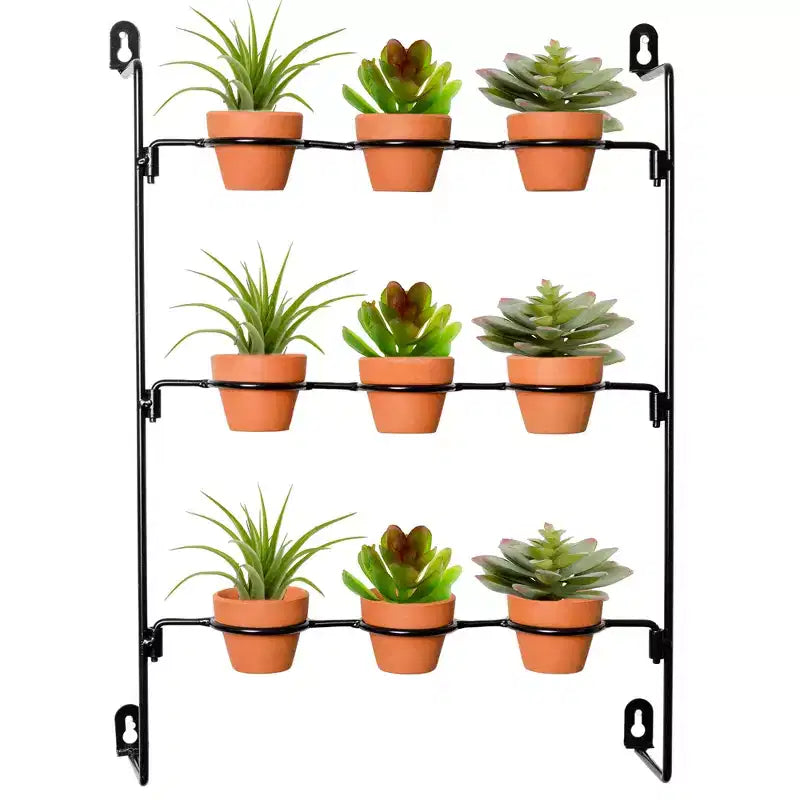 AuldHome Design Support suspendu pour mini pots en terre cuite 2, support de pots à grille 3x3 pour plantes et usage décoratif