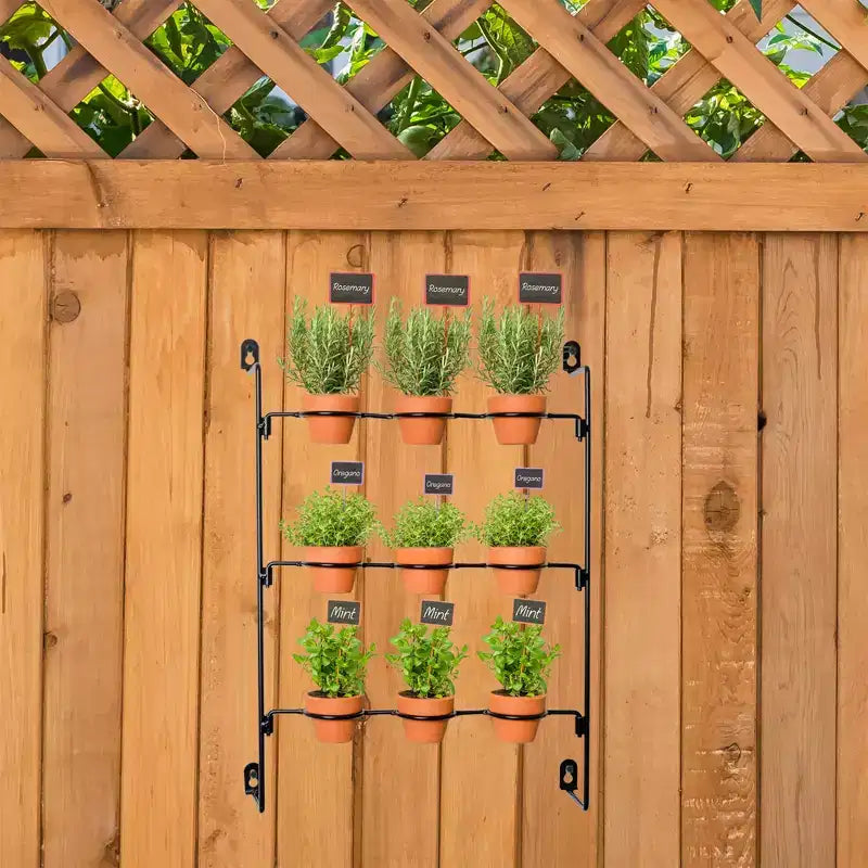 AuldHome Design Support suspendu pour mini pots en terre cuite 2, support de pots à grille 3x3 pour plantes et usage décoratif