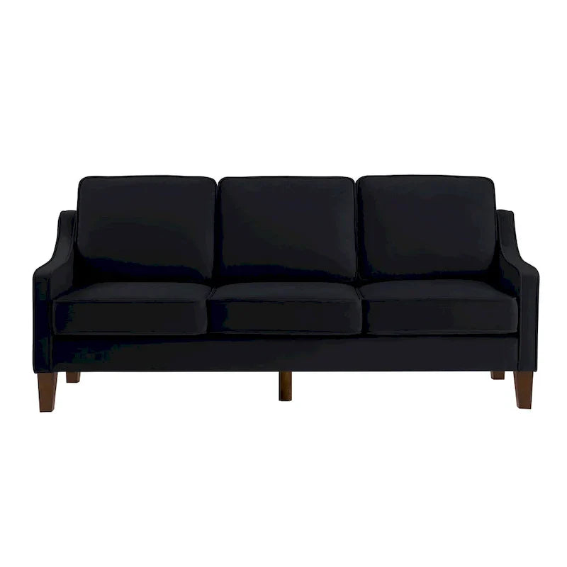 Canapé moderne 3 places avec accoudoir creusé et pieds en bois - 29.00 x 74.00 x 34.25