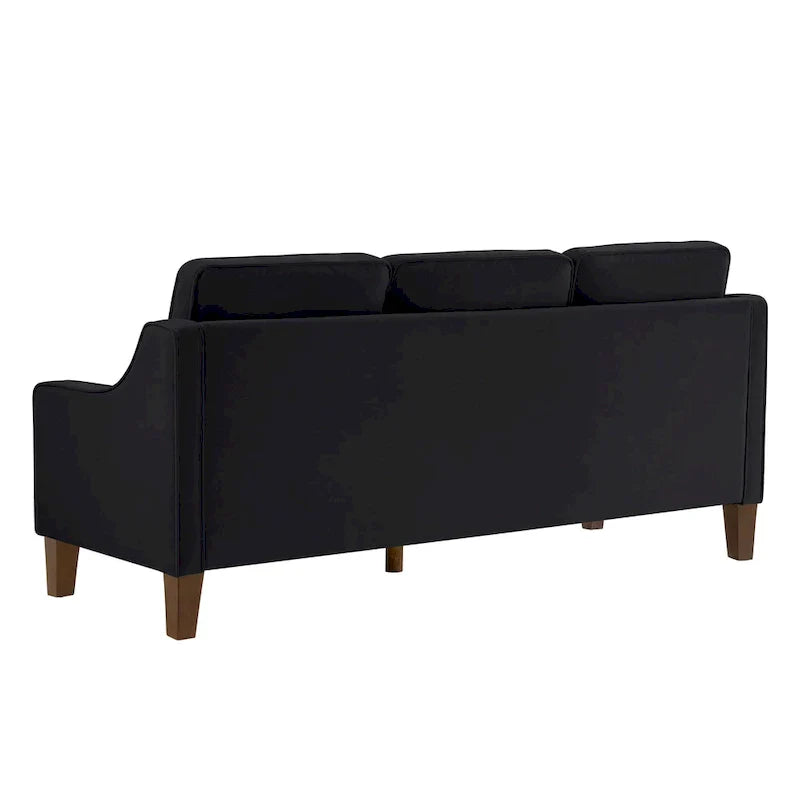 Canapé moderne 3 places avec accoudoir creusé et pieds en bois - 29.00 x 74.00 x 34.25