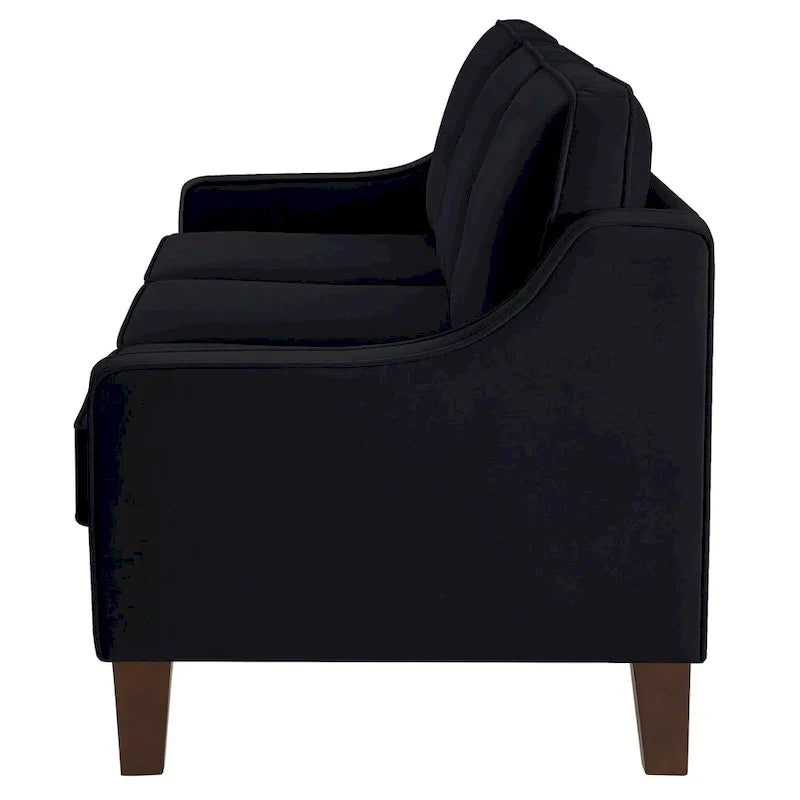 Canapé moderne 3 places avec accoudoir creusé et pieds en bois - 29.00 x 74.00 x 34.25