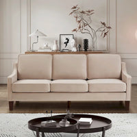 Canapé moderne 3 places avec accoudoir creusé et pieds en bois - 29.00 x 74.00 x 34.25
