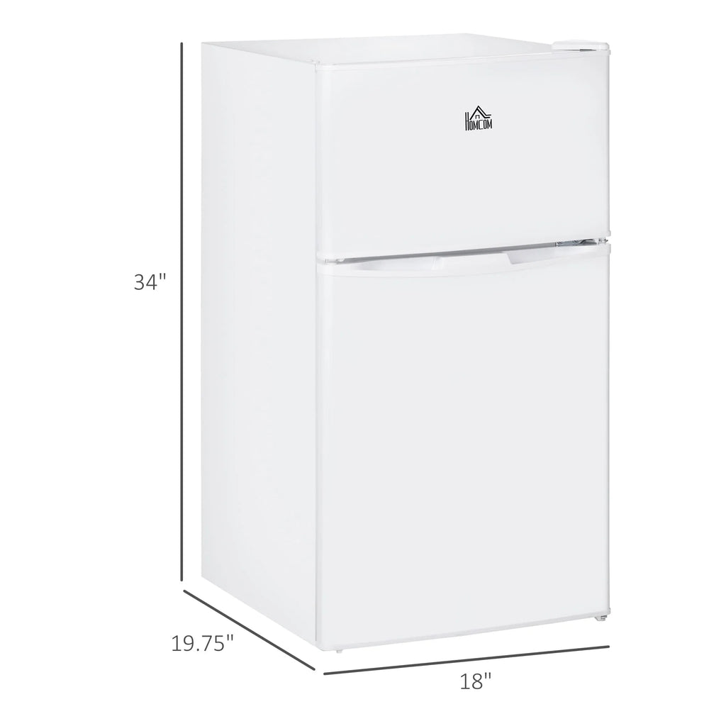 HOMCOM Mini-réfrigérateur double porte avec congélateur, réfrigérateur compact 3.2 pi³ avec étagère réglable, thermostat réglable