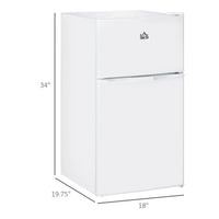 HOMCOM Mini-réfrigérateur double porte avec congélateur, réfrigérateur compact 3.2 pi³ avec étagère réglable, thermostat réglable