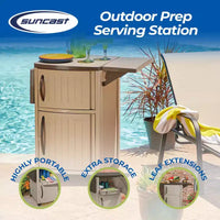Suncast DCP2000 Table de préparation et de service portative pour patio extérieur avec armoire