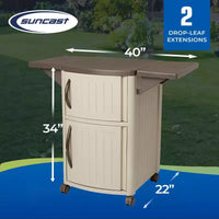Suncast DCP2000 Table de préparation et de service portative pour patio extérieur avec armoire