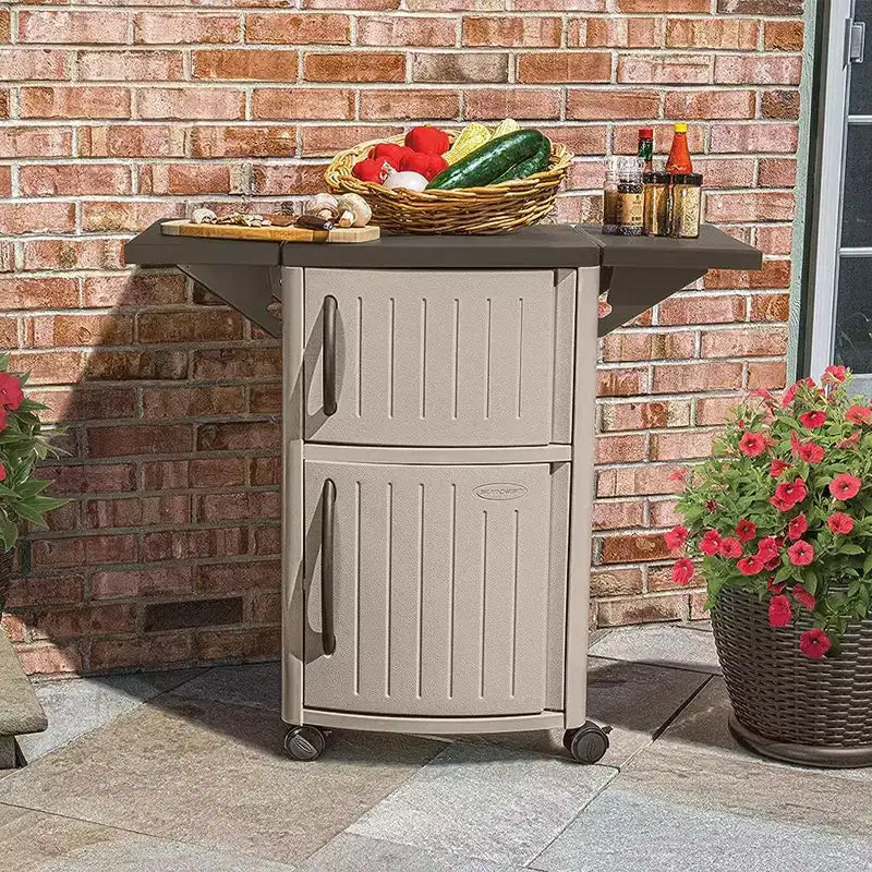 Suncast DCP2000 Table de préparation et de service portative pour patio extérieur avec armoire