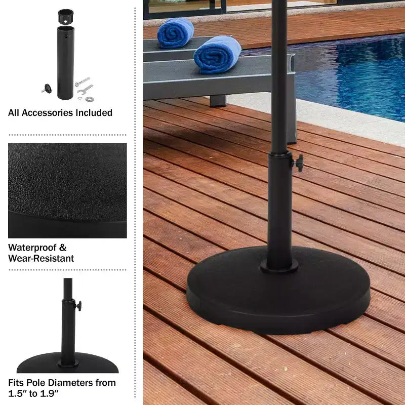 Pure Garden Base de parasol de patio extérieur, noir