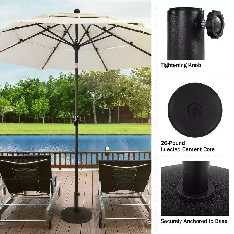 Pure Garden Base de parasol de patio extérieur, noir
