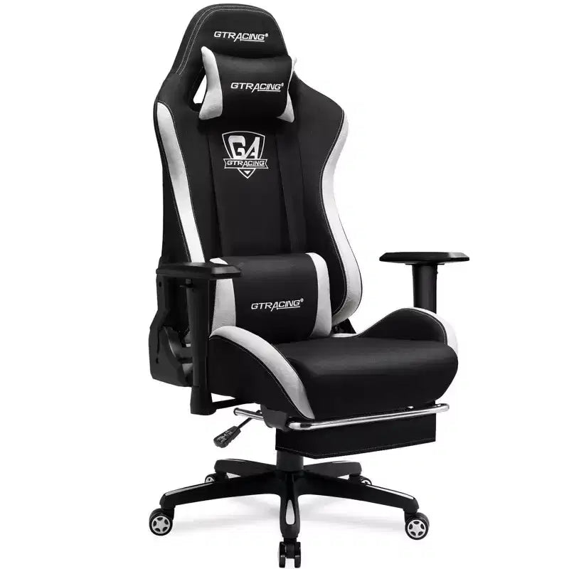 Chaise de bureau inclinable GTRACING en tissu, avec repose-pieds et hauteur réglables
