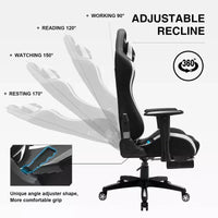 Chaise de bureau inclinable GTRACING en tissu, avec repose-pieds et hauteur réglables