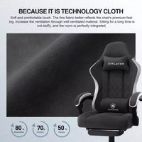 Chaise de jeu GTPLAYER, chaise de bureau en tissu avec accoudoirs liés, chaise d'ordinateur ergonomique