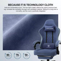 Chaise de jeu GTPLAYER, chaise de bureau en tissu avec accoudoirs liés, chaise d'ordinateur ergonomique