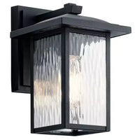 Applique murale extérieure Capanna 10.25 à 1 lumière avec verre transparent strié et finition noire texturée