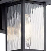 Applique murale extérieure Capanna 10.25 à 1 lumière avec verre transparent strié et finition noire texturée