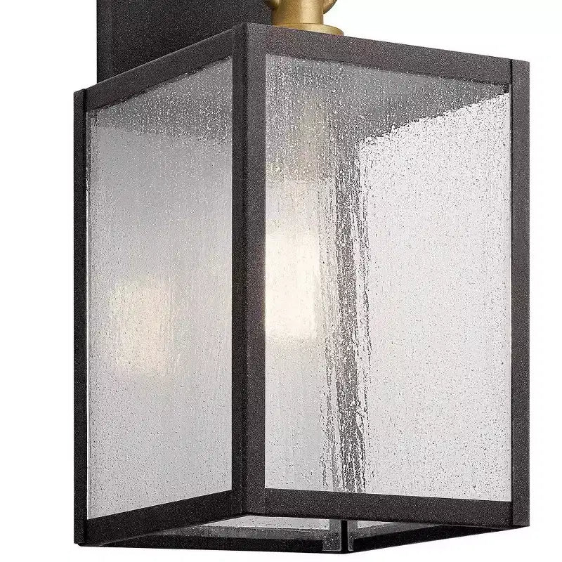 Lahden Applique murale extérieure 1 lumière 12 avec verre granité transparent en zinc vieilli