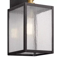 Lahden Applique murale extérieure 1 lumière 12 avec verre granité transparent en zinc vieilli
