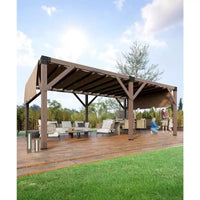 Pergola en bois de 12 x 20 pi, auvent rétractable, pergola en bois d'extérieur pour patio