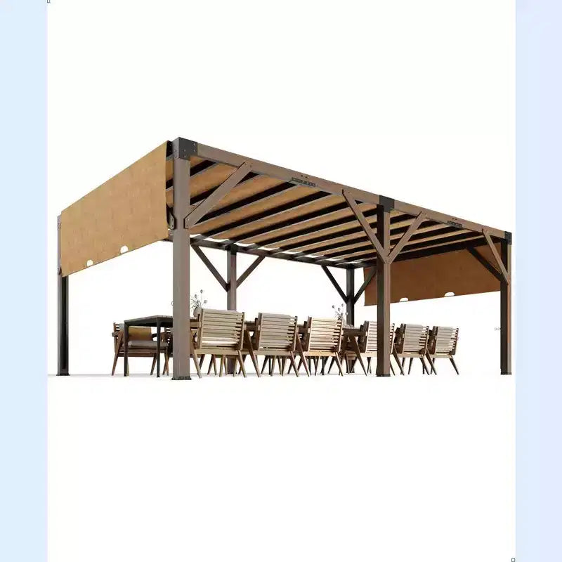 Pergola en bois de 12 x 20 pi, auvent rétractable, pergola en bois d'extérieur pour patio