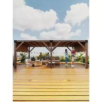 Pergola en bois de 12 x 20 pi, auvent rétractable, pergola en bois d'extérieur pour patio