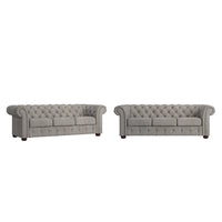 Canapé Chesterfield Gdansk avec accoudoirs arrondis et capitonnés