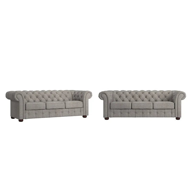 Canapé Chesterfield Gdansk avec accoudoirs arrondis et capitonnés