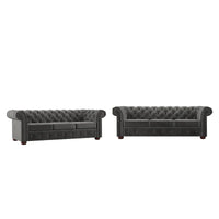 Canapé Chesterfield Gdansk avec accoudoirs arrondis et capitonnés