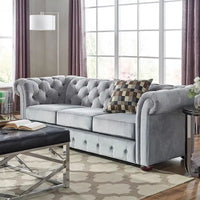 Canapé Chesterfield Gdansk avec accoudoirs arrondis et capitonnés