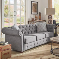 Canapé Chesterfield Gdansk avec accoudoirs arrondis et capitonnés