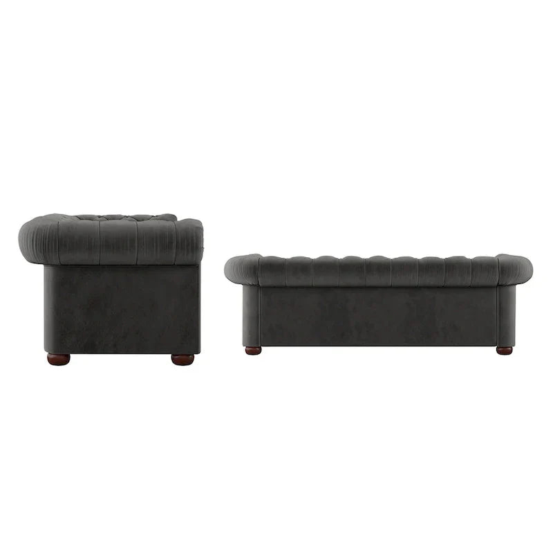 Canapé Chesterfield Gdansk avec accoudoirs arrondis et capitonnés
