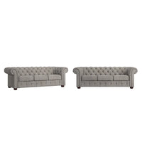 Canapé Chesterfield Gdansk avec accoudoirs arrondis et capitonnés