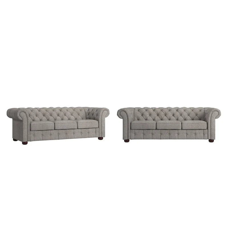 Canapé Chesterfield Gdansk avec accoudoirs arrondis et capitonnés