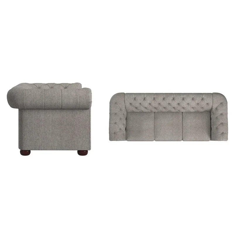 Canapé Chesterfield Gdansk avec accoudoirs arrondis et capitonnés