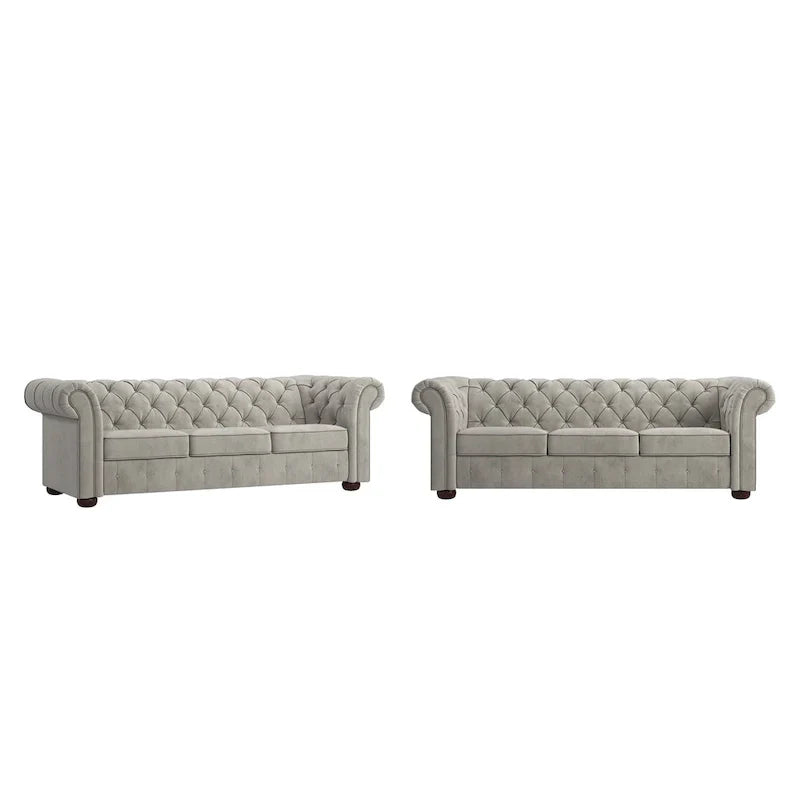 Canapé Chesterfield Gdansk avec accoudoirs arrondis et capitonnés