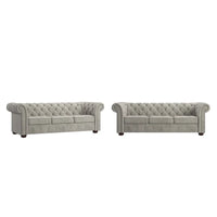 Canapé Chesterfield Gdansk avec accoudoirs arrondis et capitonnés