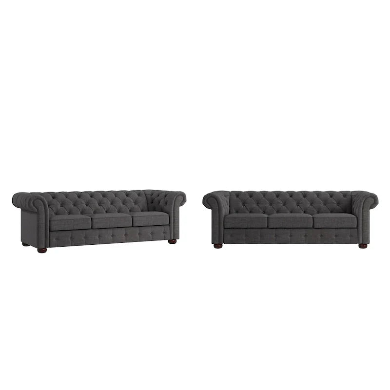 Canapé Chesterfield Gdansk avec accoudoirs arrondis et capitonnés