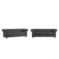 Canapé Chesterfield Gdansk avec accoudoirs arrondis et capitonnés
