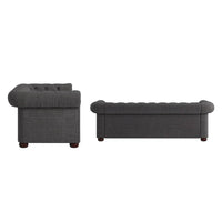 Canapé Chesterfield Gdansk avec accoudoirs arrondis et capitonnés
